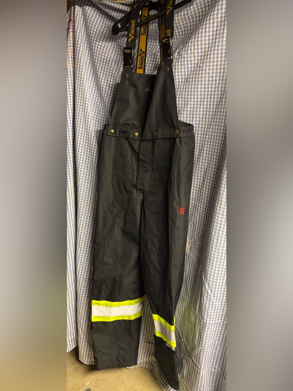 VIKING Black High-Visibility Bib Pants with Reflective Yellow Stripes (FR rated)